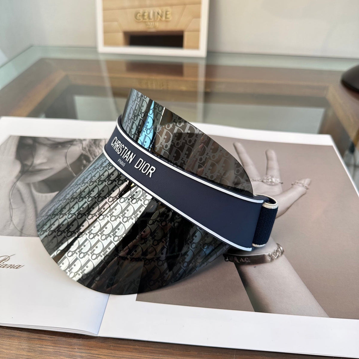 Monogram Sun Shield Visor in Elevated Navy Blue