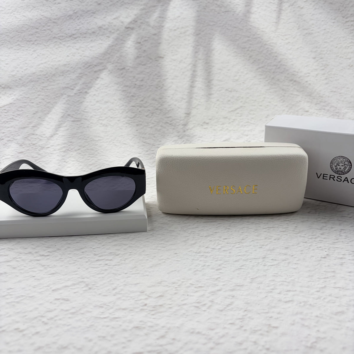 Classic Black Cat-Eye Sunglasses with Gold Baroque Temples