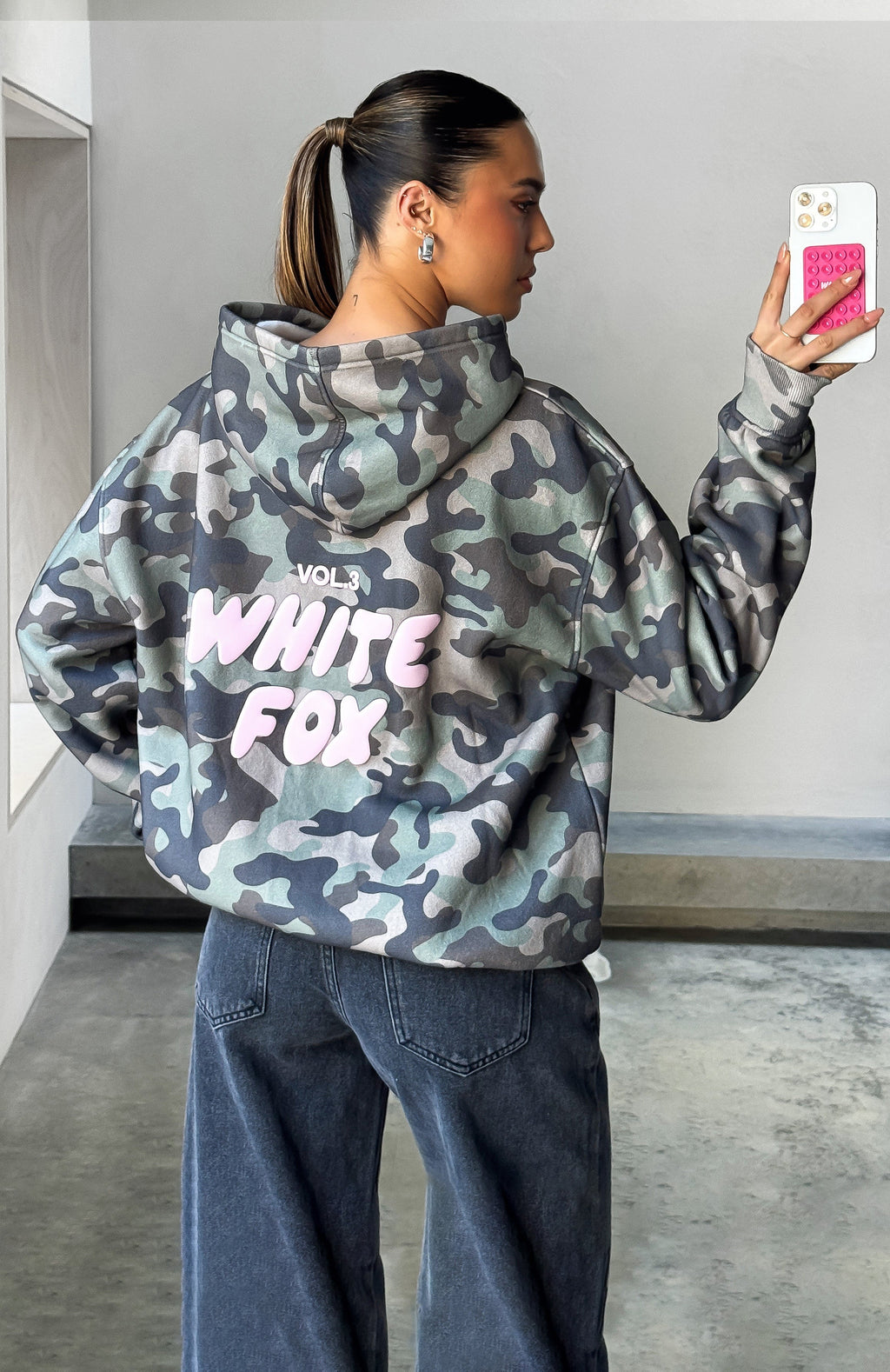 Offstage Printed Oversized Hoodie Washed Camo
