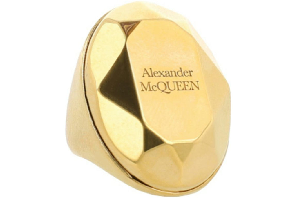 Alexander McQueen Faceted Stone Ring Gold