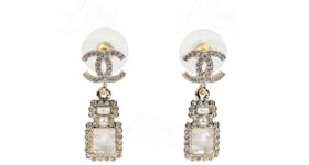 Chanel CC Logo Crystal Perfume Bottle Earrings Gold (AB7272)