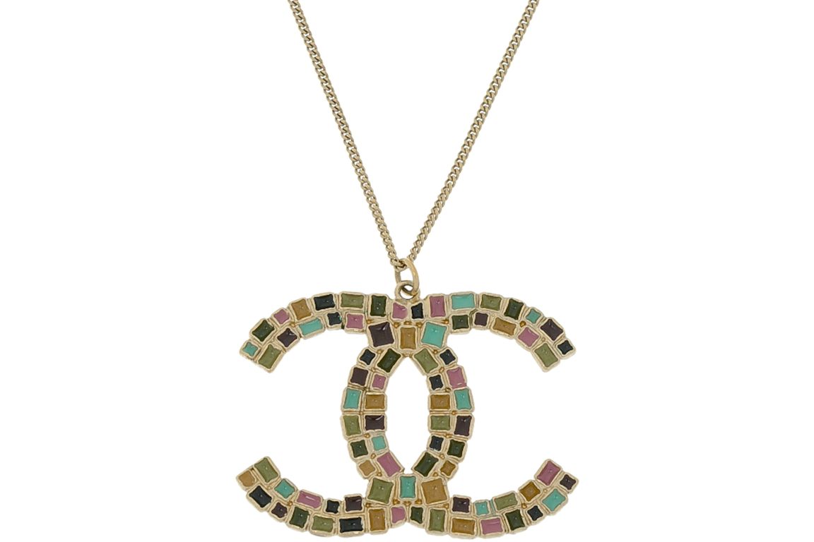 Chanel CC Logo Pendant Necklace Multicolor