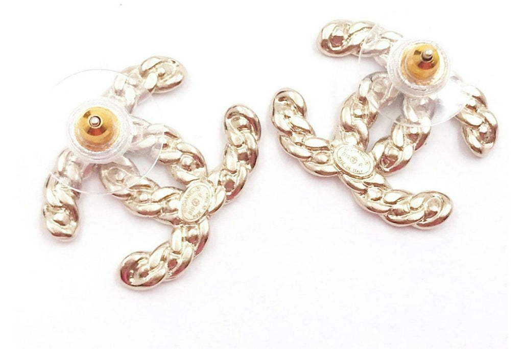 Chanel Classic CC Turnlock Crystal Earrings Gold/Silver
