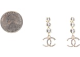 Chanel Crystal CC Drop Earrings Gold