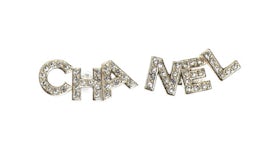 Chanel Crystal Pearl Signature Stud Earrings Gold