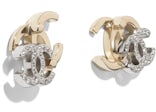 Chanel Interlocking Earrings Gold/Silver/Crystal