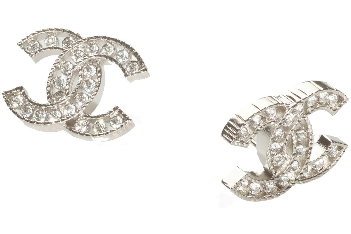 Chanel Logo Earrings Silver/Crystal