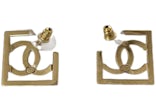 Chanel Square CC Logo Hoop Earrings Small Gold (ABB739)