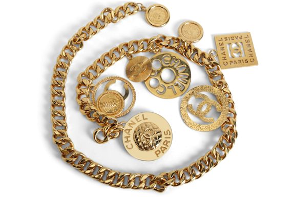 Chanel Vintage XL Charms Chain Belt Necklace Gold
