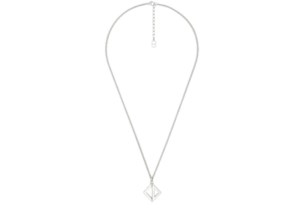 Dior CD Diamond Pendant Necklace Silver
