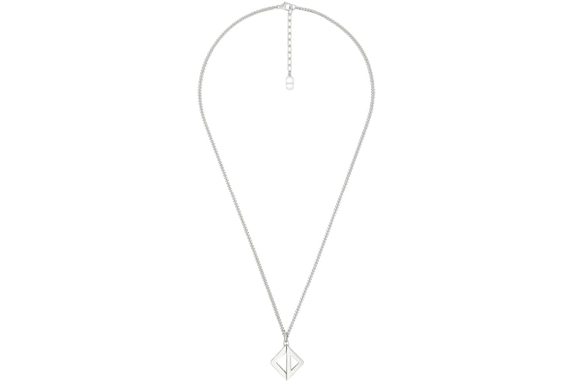 Dior CD Diamond Pendant Necklace Silver
