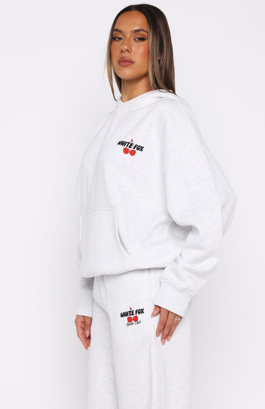 Club 14 Cassie Boxy Hoodie Grey Marle