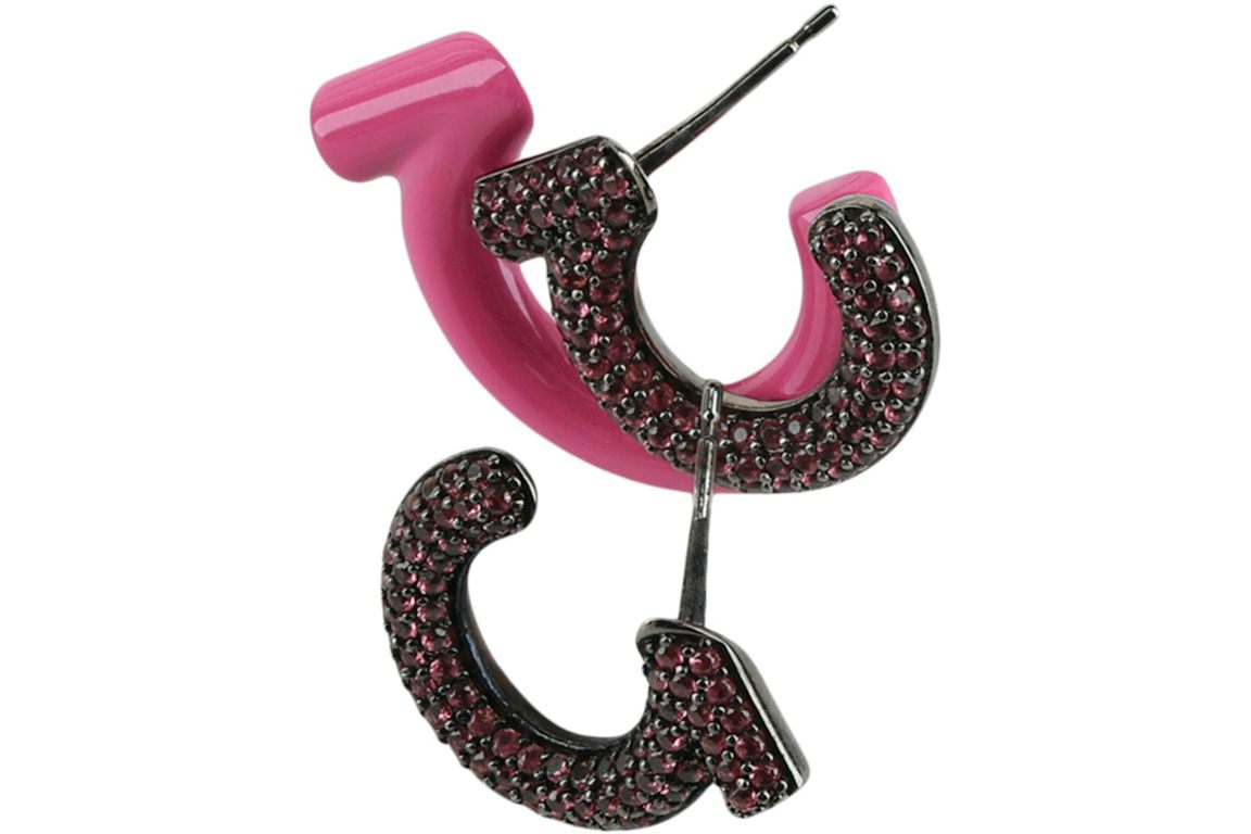 Ferragamo Pink Ferragamo Crystal-Embellished Gancini Half-Hoop Earrings