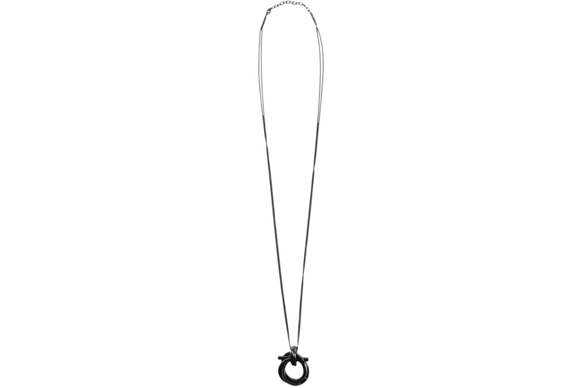 Ferragamo Gancini Crystal-Embellished Pendant Necklace Silver