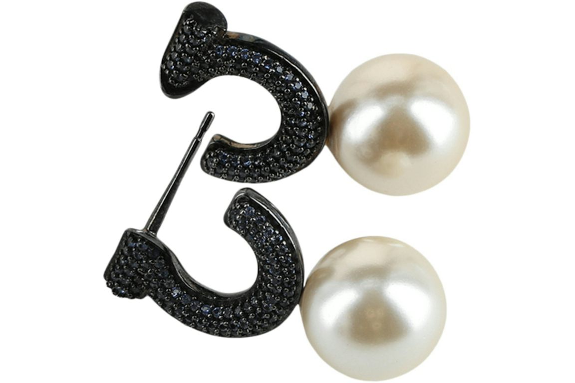Ferragamo Blue Ferragamo Gancini Faux Pearl Stud Earrings