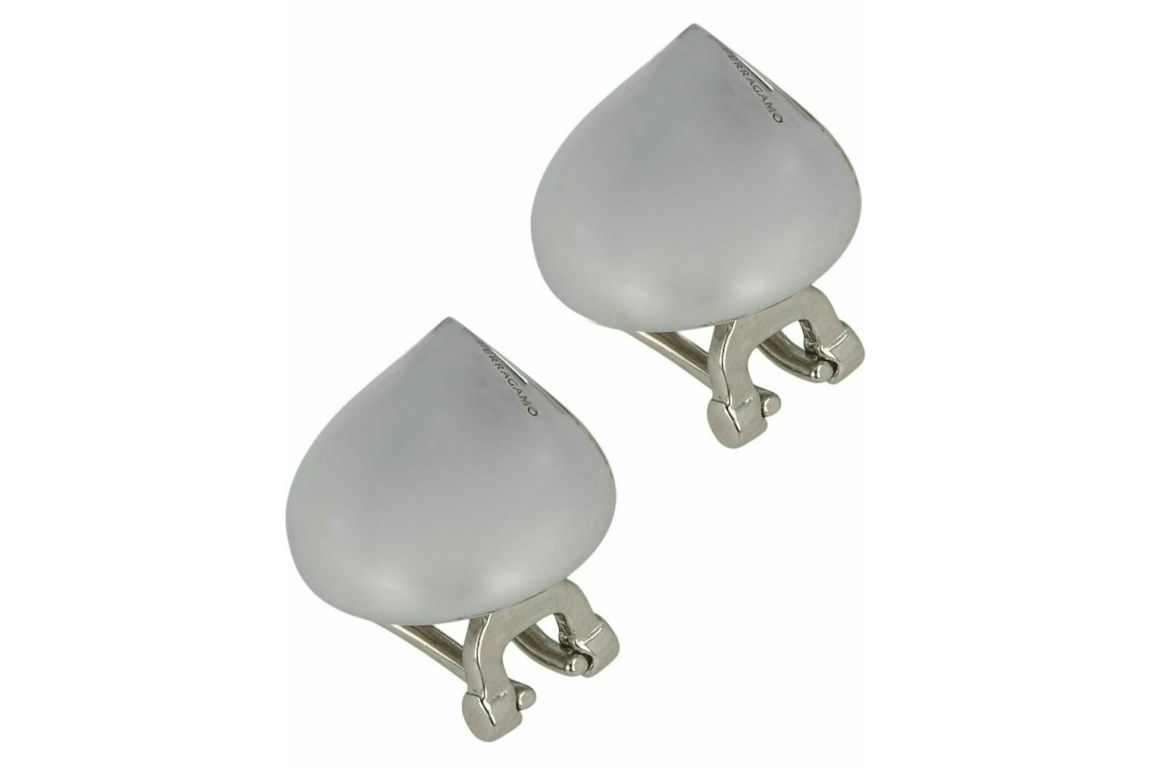 Ferragamo Silver Ferragamo Small Sculptural Clip on Earrings Silver