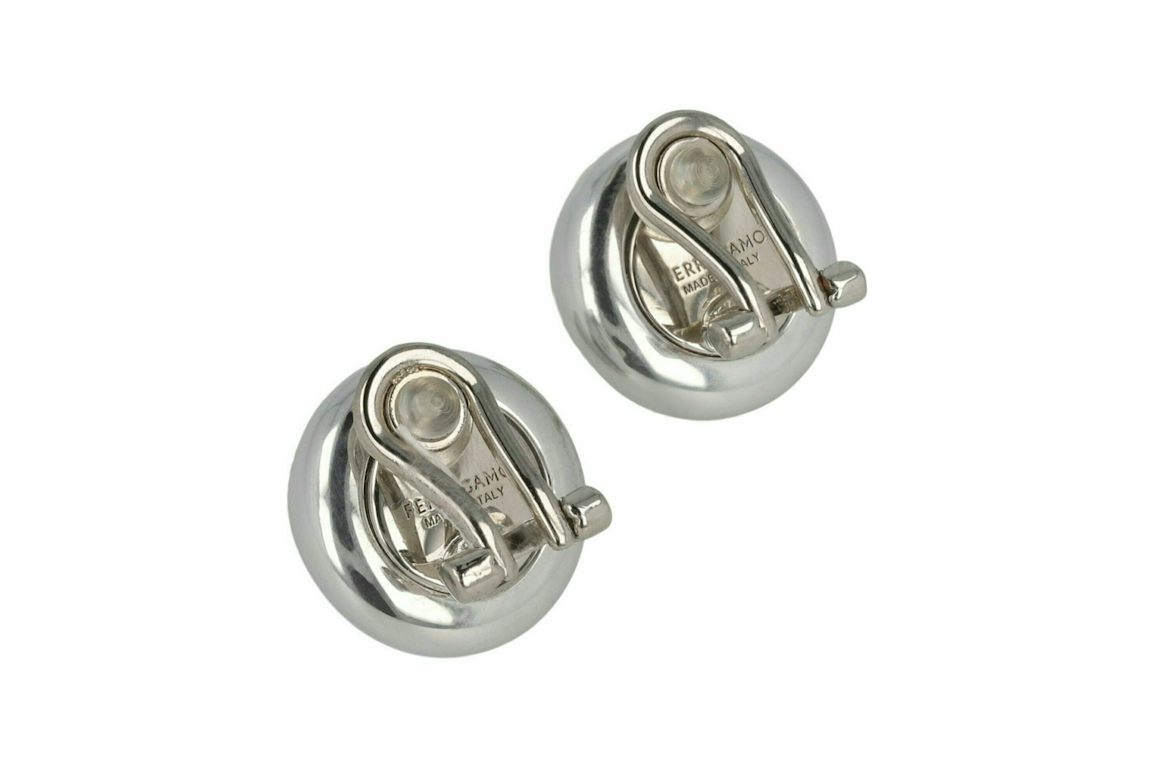 Ferragamo Silver Ferragamo Small Sculptural Clip on Earrings Silver