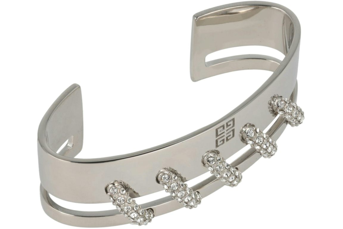 Givenchy Stitch Hand Bracelet In Metal With Crystals Silver