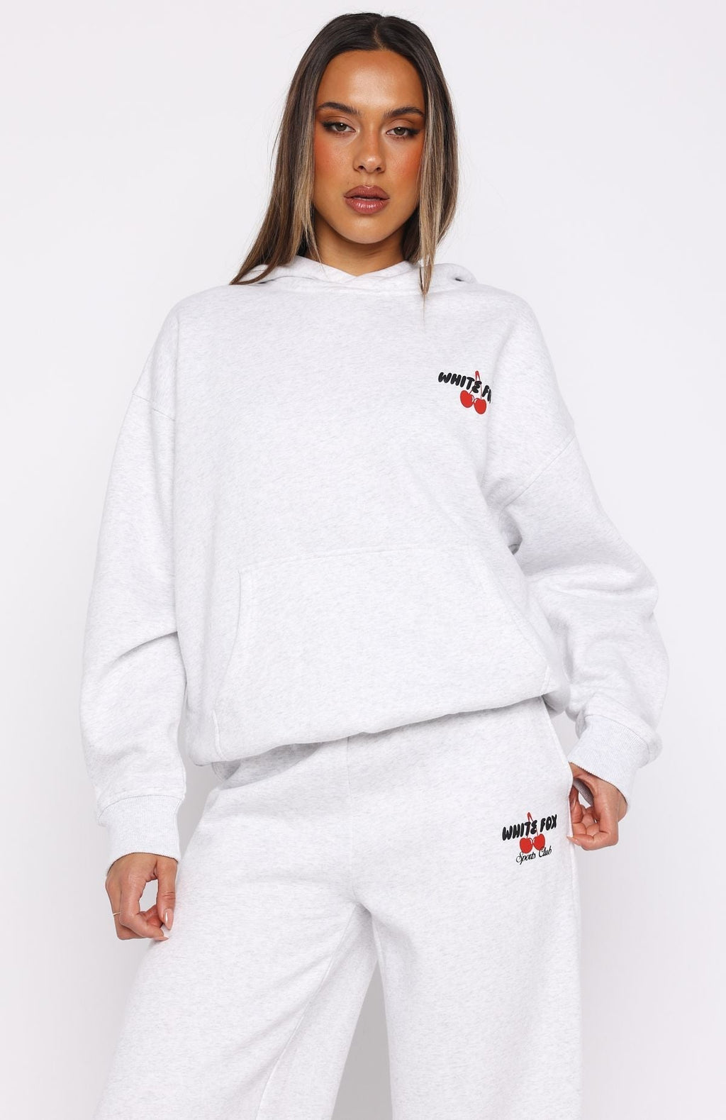 Club 14 Cassie Boxy Hoodie Grey Marle