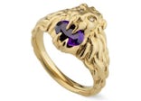 Gucci Diamond Amethyst Lion Head Ring Gold