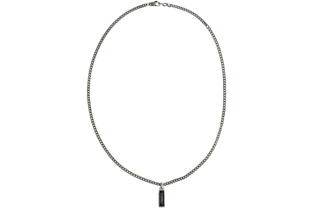 Gucci Enamel Pendant Necklace Silver