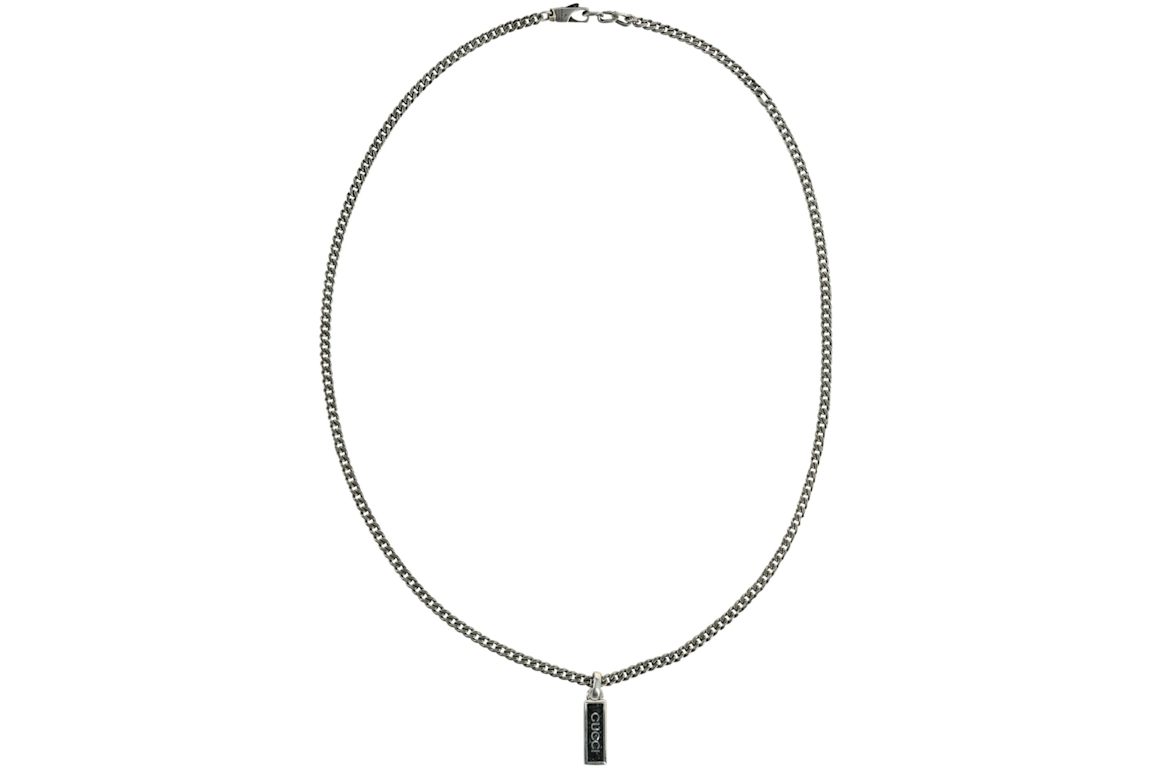 Gucci Enamel Pendant Necklace Silver