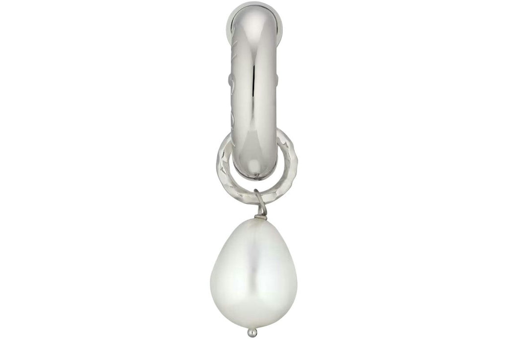 Gucci Pearl Charm Single Earring Palladium-tone