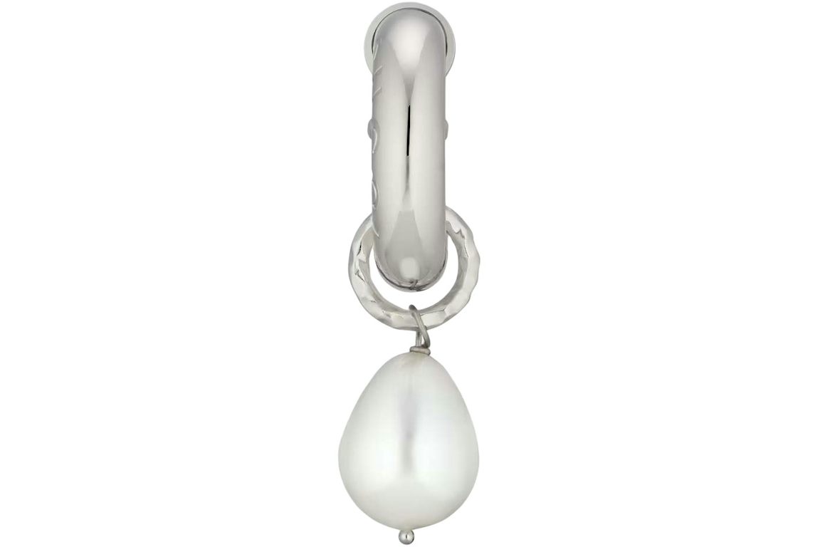 Gucci Pearl Charm Single Earring Palladium-tone
