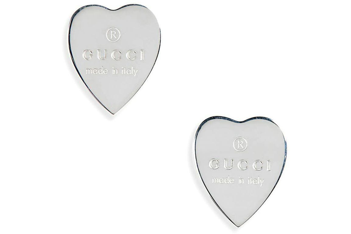 Gucci Trademark Heart Stud Earrings Silver