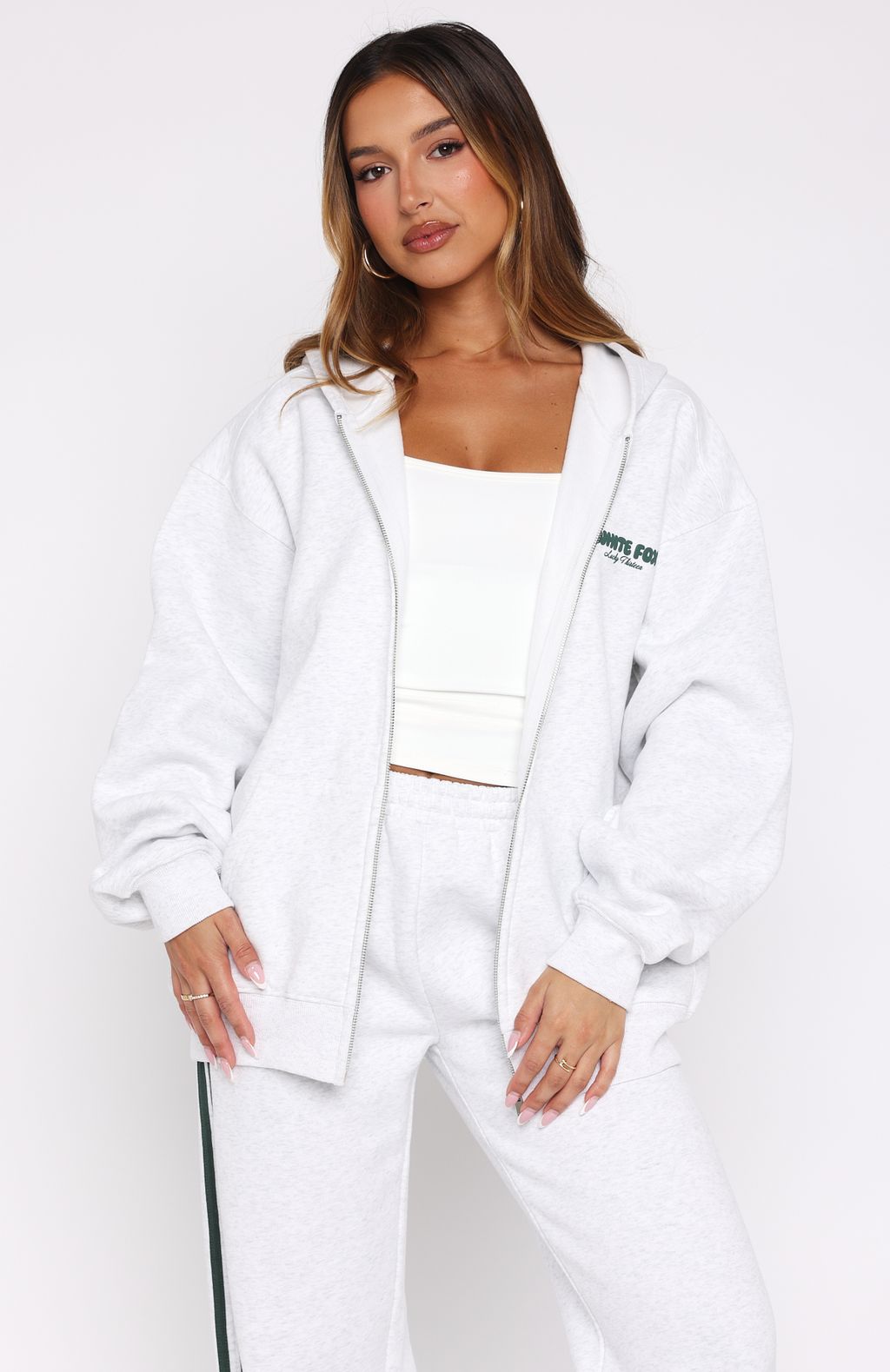 Lucky Thirteen Charise Zip Front Hoodie Grey Marle