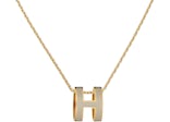 Hermes Mini Pop H Pendant Gold-tone Marron Glace