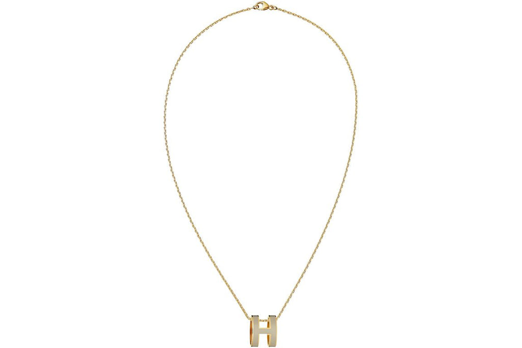 Hermes Mini Pop H Pendant Gold-tone Marron Glace