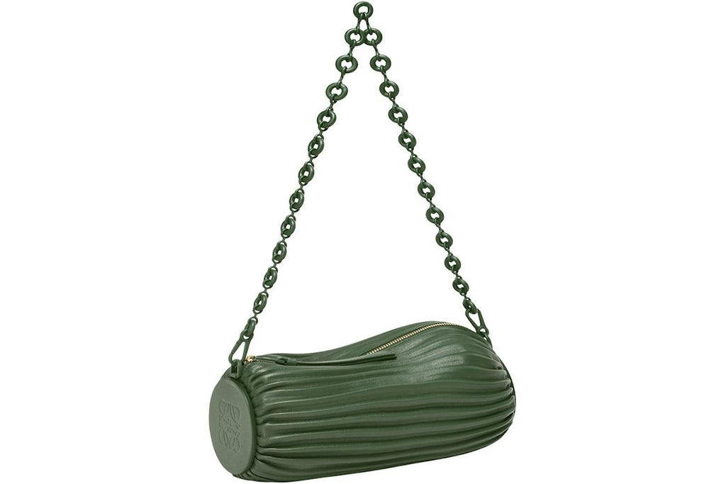 LOEWE Bracelet Pouch in Pleated Pappa Pleated Nappa Vintage Khaki