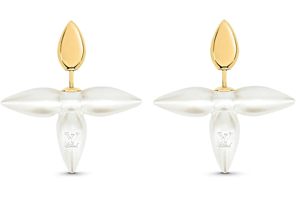 Louis Vuitton Louisette Earrings Gold/White