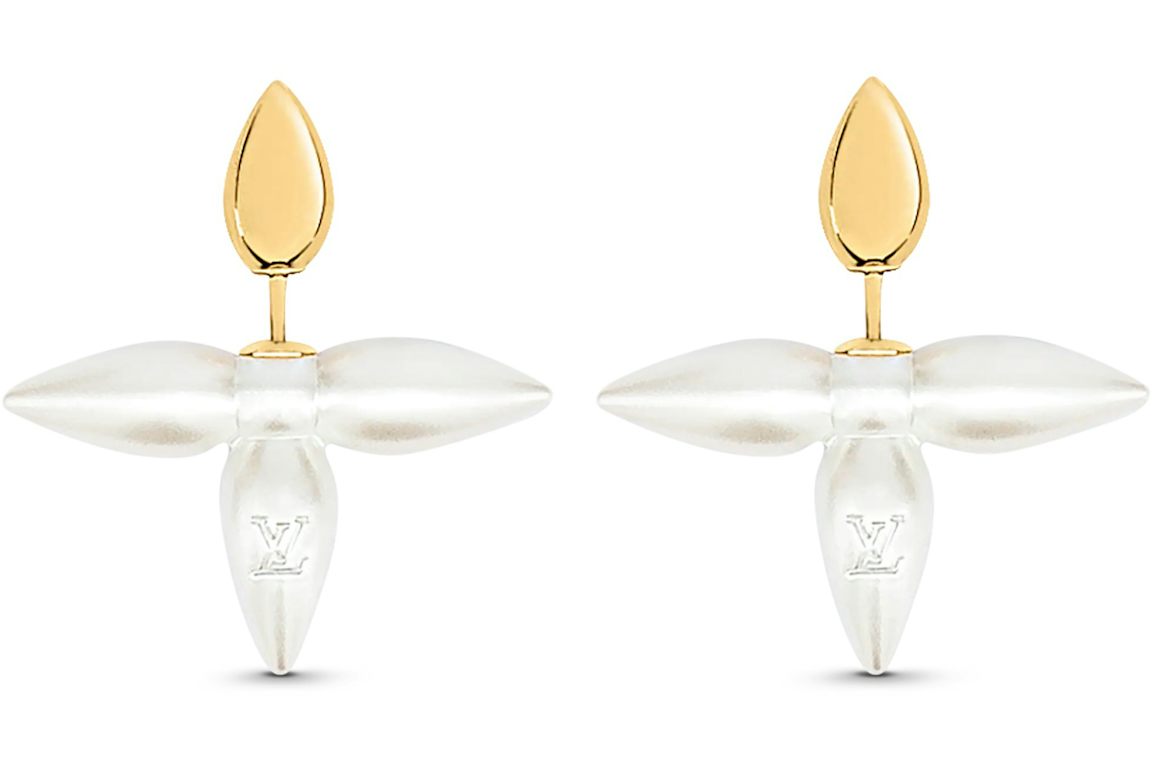 Louis Vuitton Louisette Earrings Gold/White