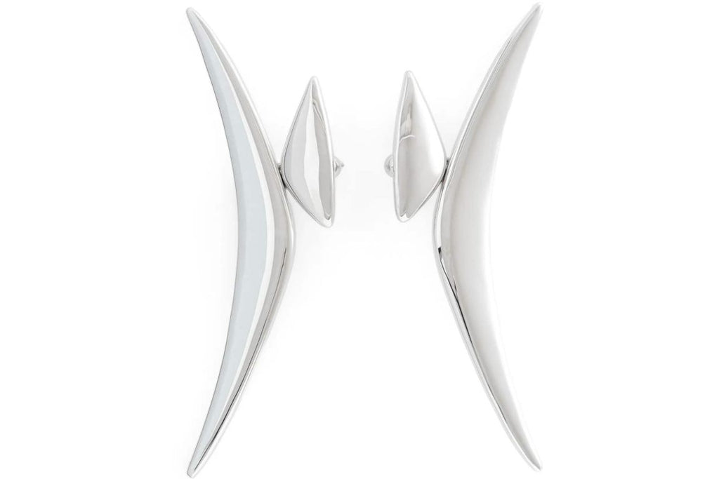 Mugler H&M Boomerang Earrings Silver-colored