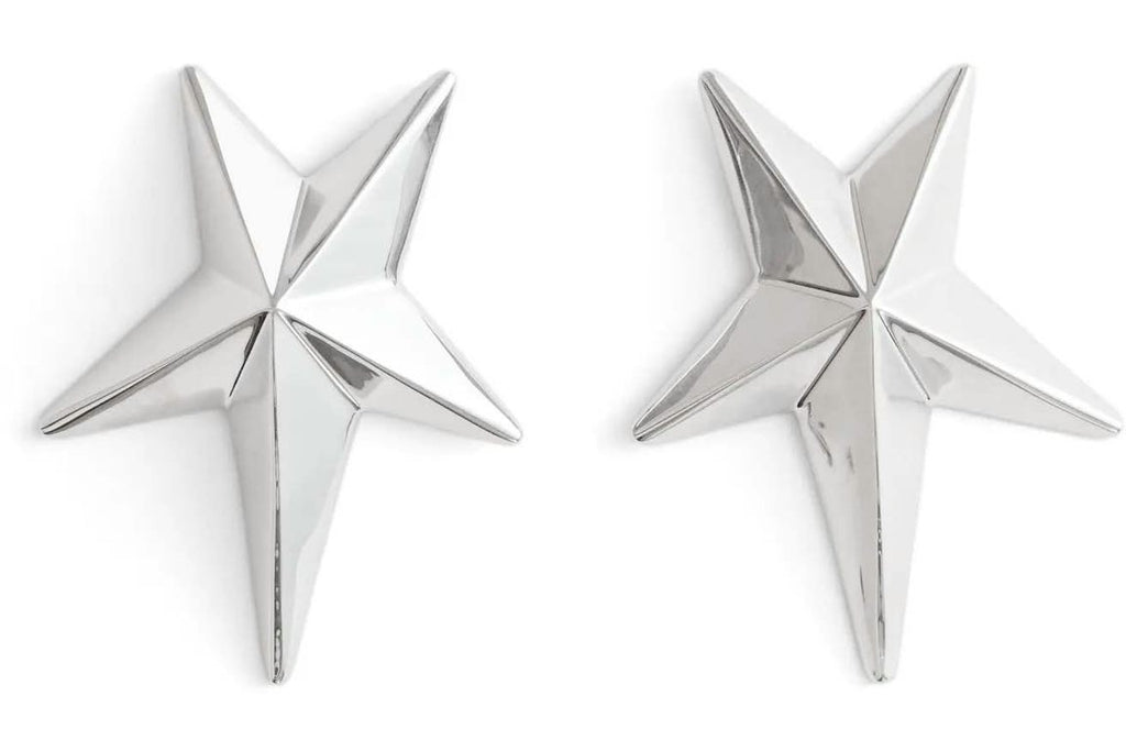 Mugler H&M Star-Shaped Earrings Silver-colored