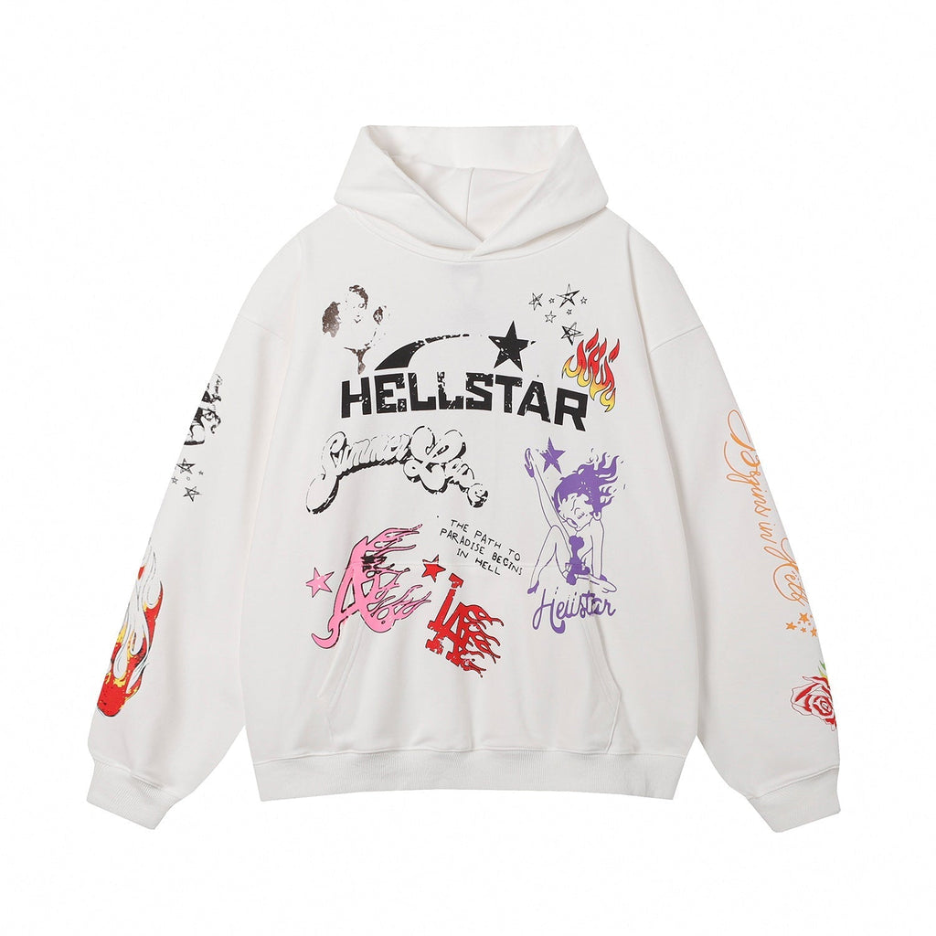 Hellstar Hoodie Skull Graffiti Printing Loose