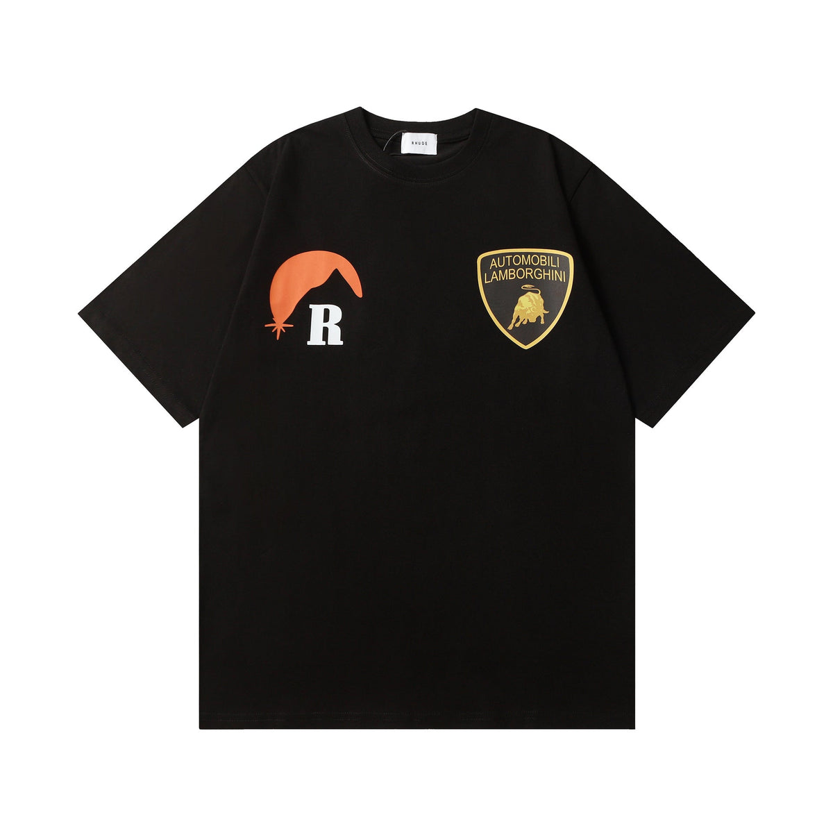 Rhude T-shirt Striped Sunset Snow Mountain Print Short Sleeve T-shirt