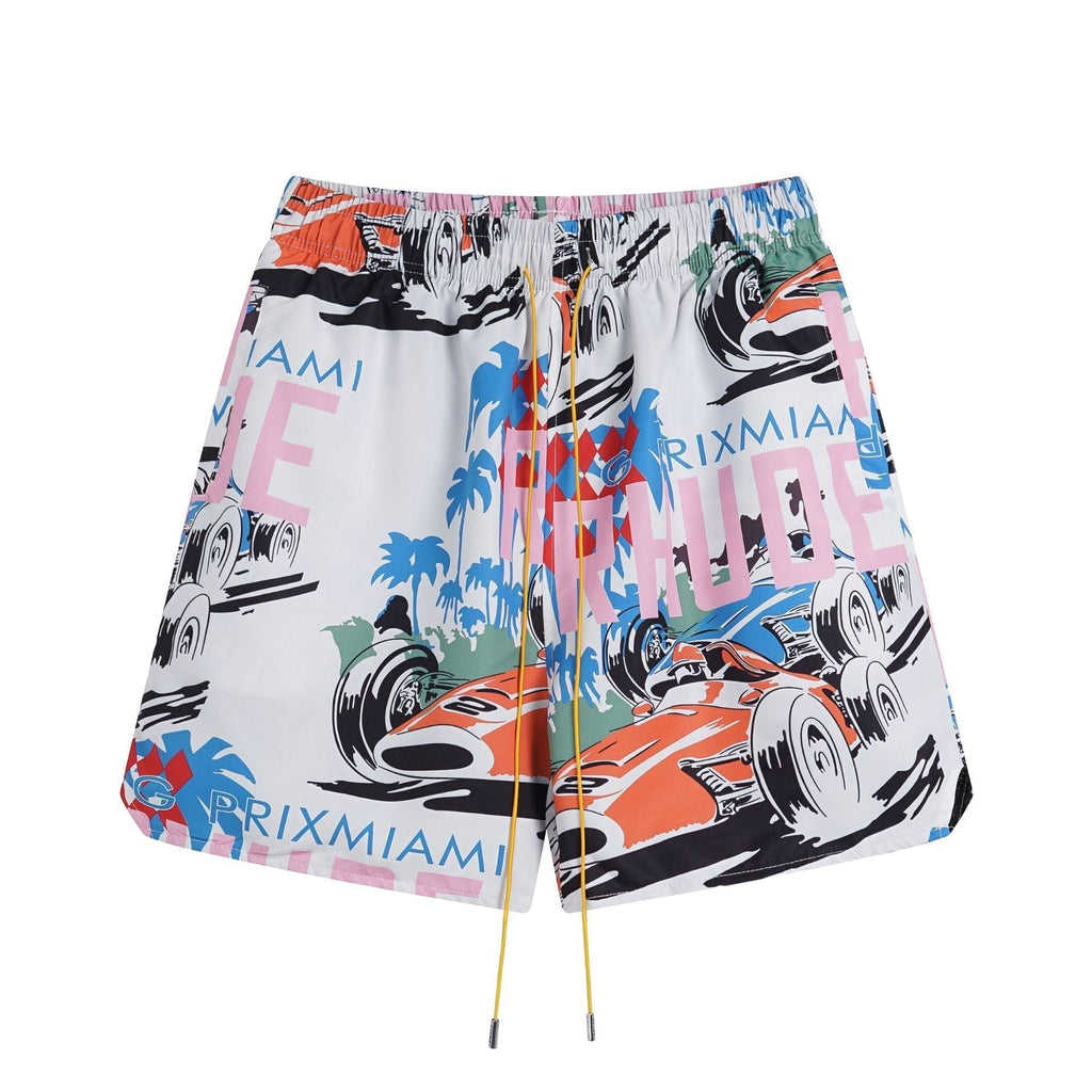 Rhude T-shirt Racing Letter Logo Casual Short Sleeve Shirt, Shorts