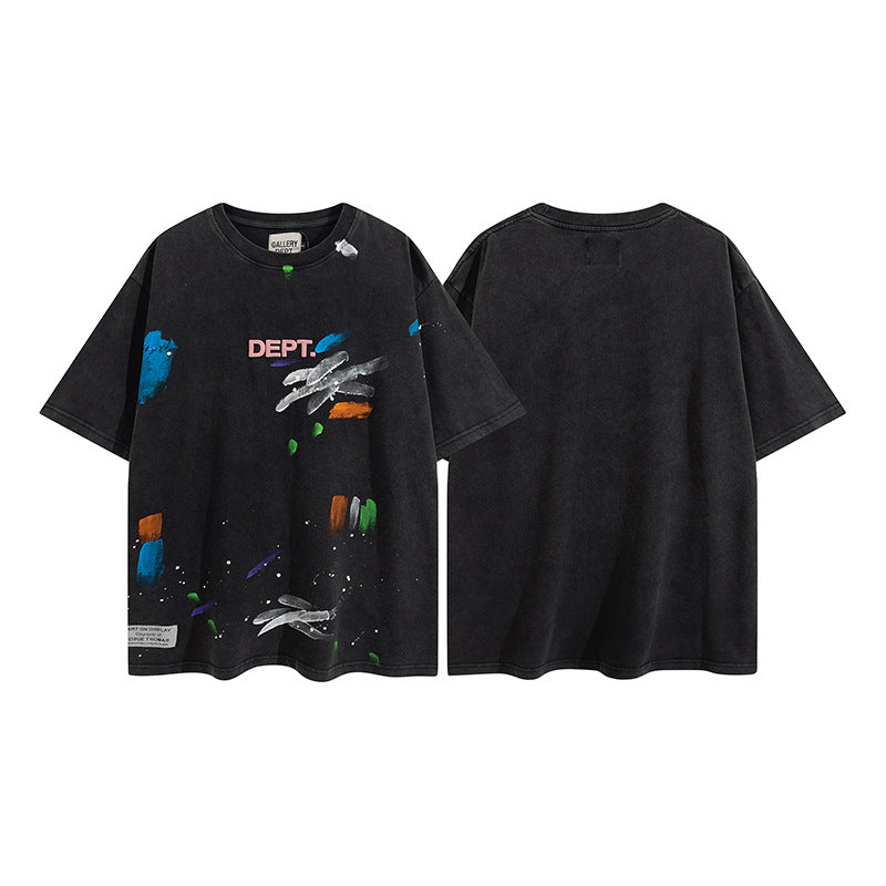 Gallery Dept T-shitrs Splash Ink Hip Hop Trend plus Size Short Sleeve