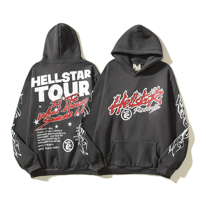 Hellstar Hoodie Retro Distressed Letters Graffiti Printing Loose