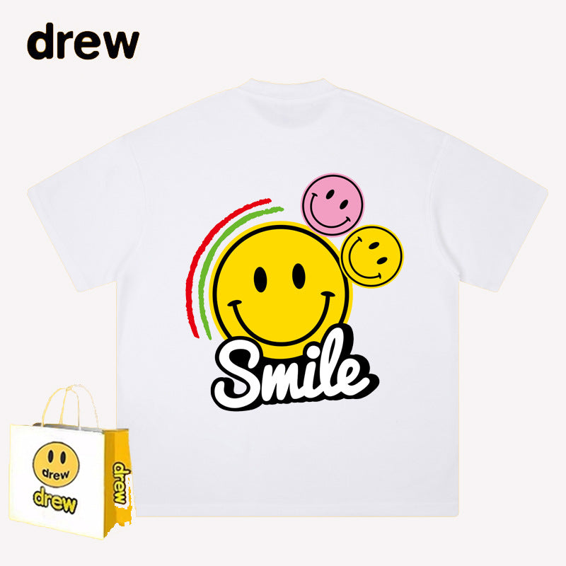 Drew T-shirts Short Sleeve T-shirt Smiley Face Letter Print
