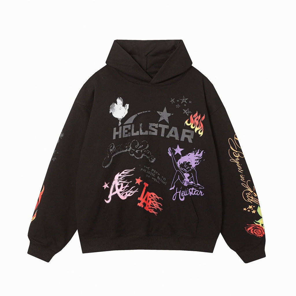 Hellstar Hoodie Skull Graffiti Printing Loose