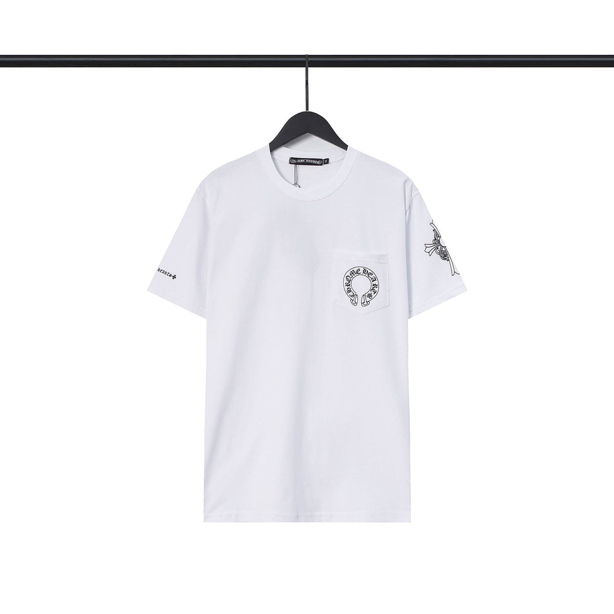 CHH Chrome Heart T Shirts Chrome Hearts Cross Sanskrit Print Short Sleeve Crew Neck T-Shirt