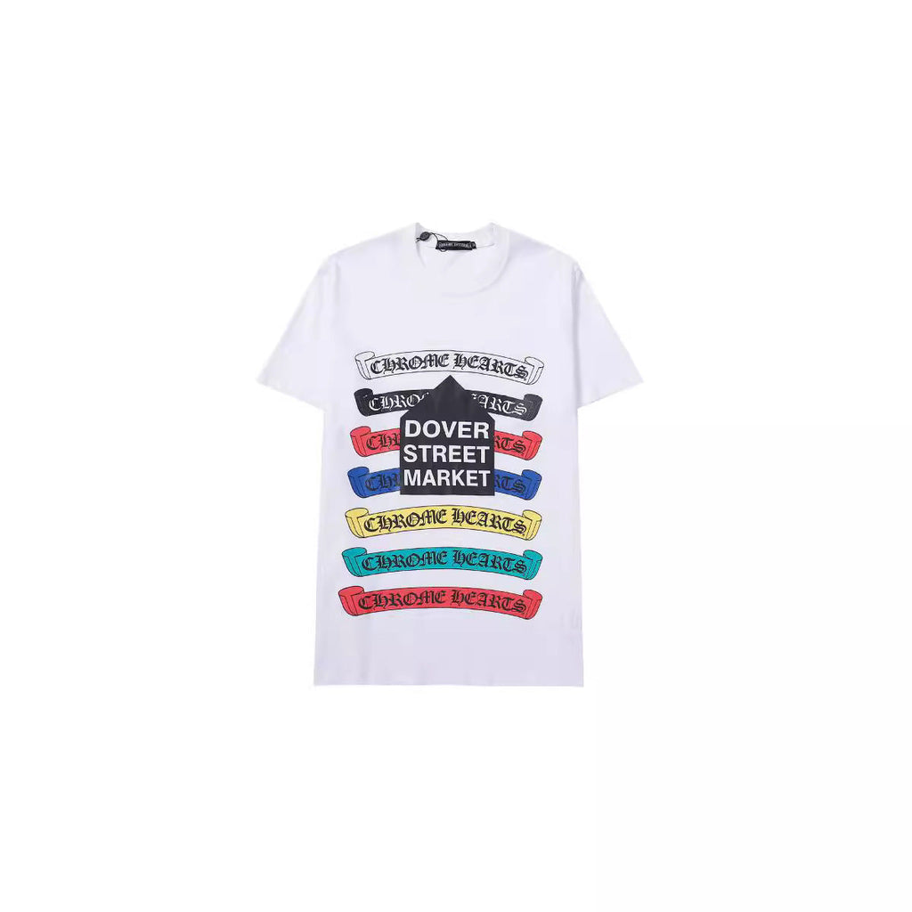CHH Chrome Heart T Shirts Croix Cross Color Leather Printed Short Sleeve T-Shirt