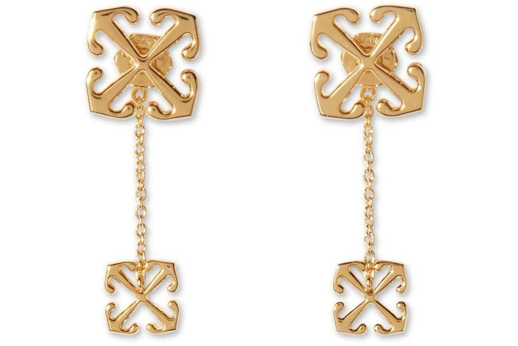 Off-White Arrow-Motif Drop Earrings Gold