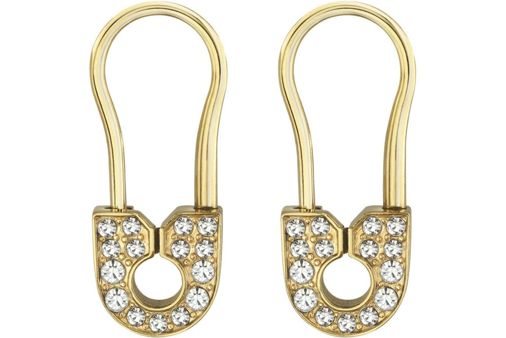 Philipp Plein Plein Safety Pin Earrings Gold