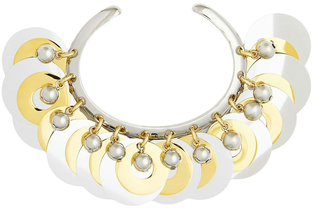 Rabanne H&M Beaded Disc-Embellished Bangle Silver/Gold