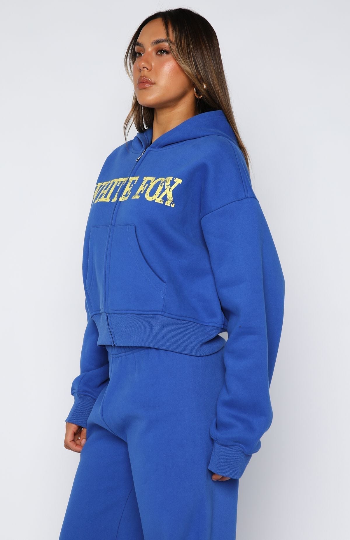 Brand New Start Boxy Zip Front Hoodie Electric Blue